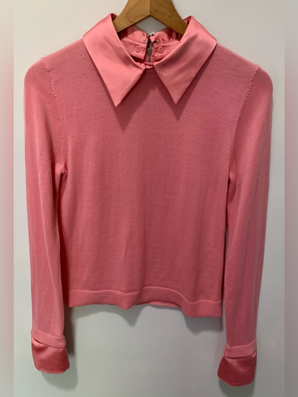 Alice + Olivia Porla Collared Sweater Rose Tea Pink Size Medium